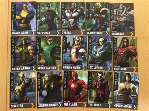 Lot Of 15 Injustice Gods Among Us Arcade Regular And Shiny Cards 16 30