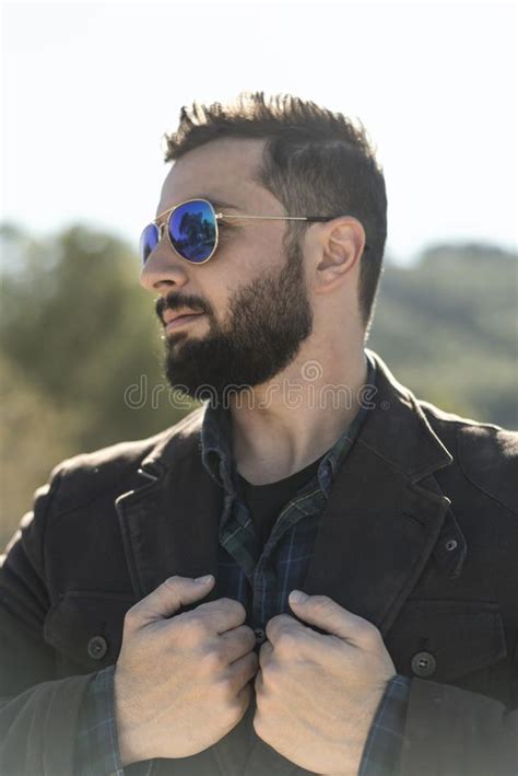 Full Bearded Man With Sunglasses Stock Image Image Of Glasses Deep