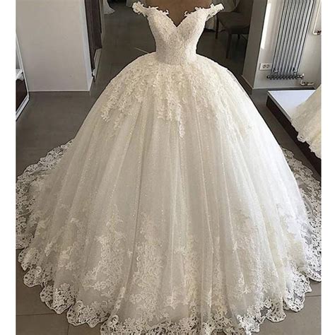Lace Wedding Dress Puffy Off Shoulder Shimmer Bridal Ball Gown Ld China Wedding Dress And