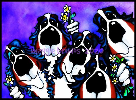 Bernese Mountain Dog Whimsical Purple Zoom Chat Daisies Moms Etsy