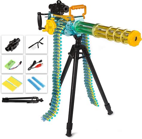 Amazon com Gatling 電動玩具槍 適用於 Nerf 槍子彈 玩具槍 EVA 軟子彈 加特林 重型機槍 24 個圓形子彈鏈