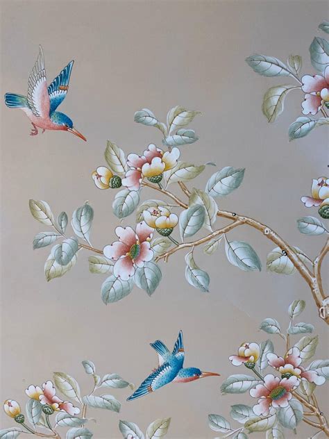 Gracie Handpainted Wallpaper Two Beautiful Panels For Sale At 1stdibs