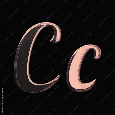 Alphabet Letter C With Metallic Rose Gold Texture 3d Rendering Hand