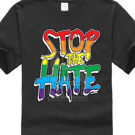 fashion streetwear short sleeve mens stop the hate rainbow gay pride t shirt cotton tee shirts