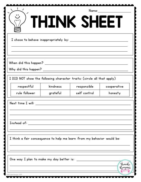 Behavior Worksheets Worksheet Works