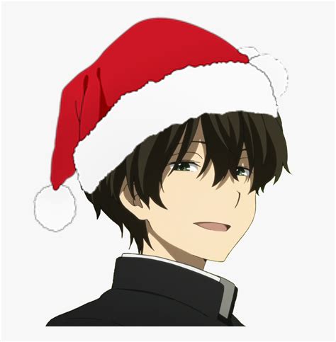 Transparent Xmas Hat Png Anime Guy With Santa Hat Png Download Kindpng