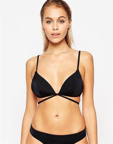 ASOS Mix And Match Moulded Triangle Strappy Tie Back Bikini Top At Asos