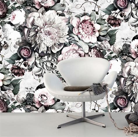 Ellie Cashman Dark Floral Ii Wallpaper In Light Fresco Available At