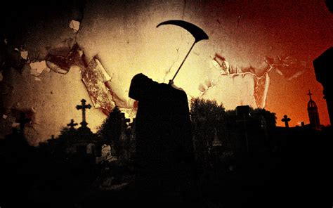 Dark Grim Reaper Horror Skeletons Skull Creepy Cemetary Cross Gothic