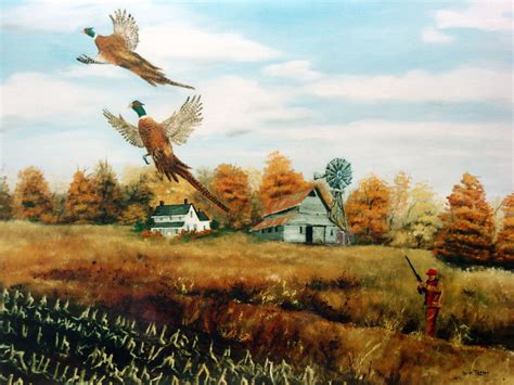 Folk Art Landscape Pheasant Hunter South Dakota Windmill