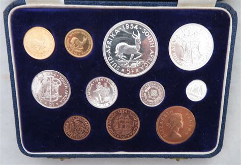 South Africa 1954 Proof Set Of Eleven Coins Fdc With Some Toning