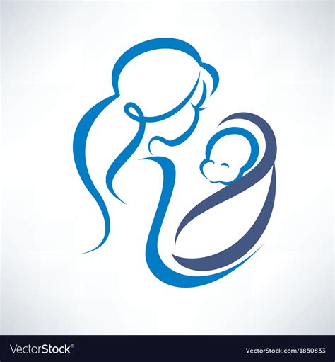 Mother And Baby Outlined Symbol Royalty Free Vector Image