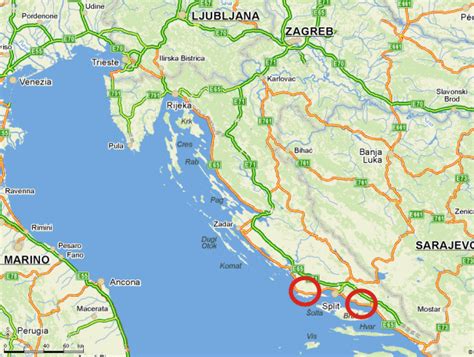 Mapa Chorvatska S Vyznačením Nabízených Lokalit Kde Jsou Naše Apartmány
