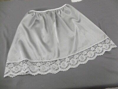 SILVER GRAY Shiny SATIN Ivory Lace Waist HALF SLIP Petticoat Lengths Sizes EBay