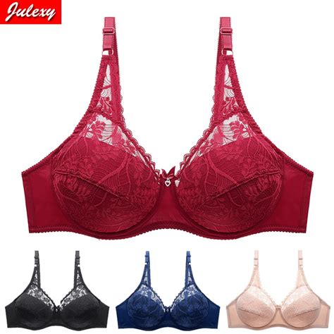 New 2021 Julexy Ultra Thinthick Lace Bra Cde Cup Plus Size Solid Underwear Women Push Up