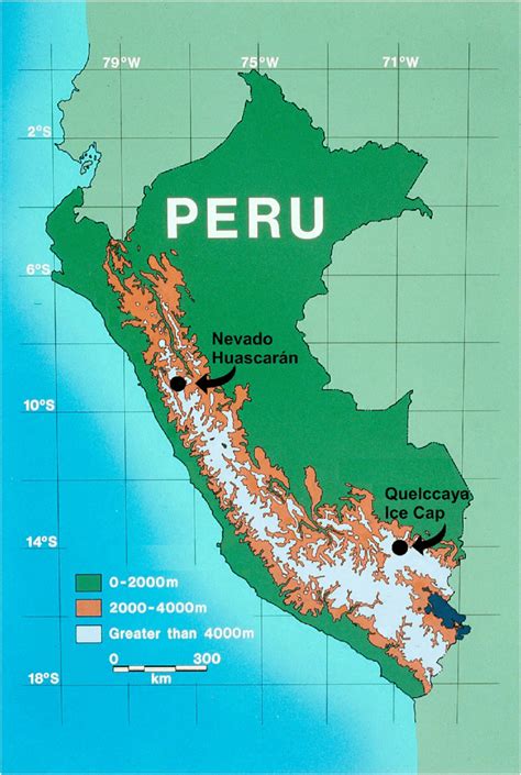 Relief Map Of Peru Showing Regions Of Highest Elevation Along The Andes