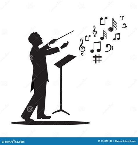 Orchestra Conductor And Music Stock Vector Illustration Of Orchestra
