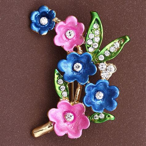 Hot Fashion Rhinestone Multi Five Flower Lapel Brooch Pins For Women And Men Wedding Jewelry