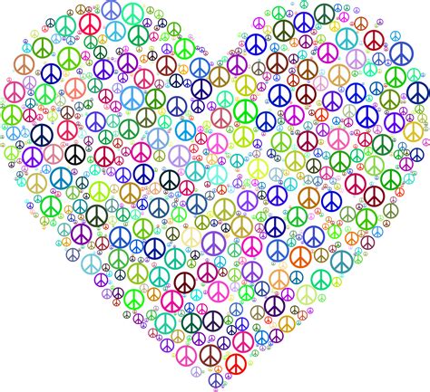 Colorful Peace Symbols In Heart Form Free Image Download