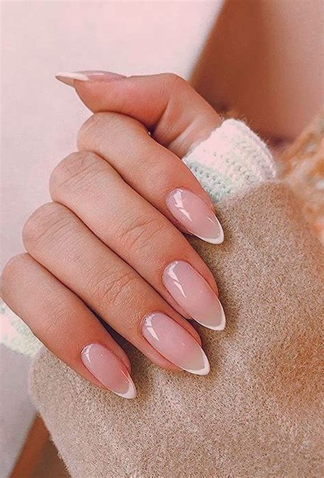 Cool Light Pink French Tip Almond Nails Ideas Fsabd42