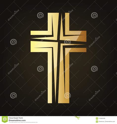 Golden Christian Cross Vector Illustration Stock Illustration