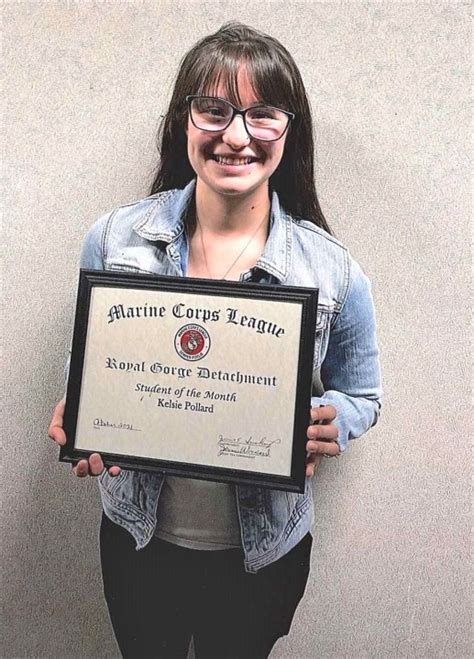 Kelsie Pollard Named The Royal Gorge Marine Corps League Student Of The