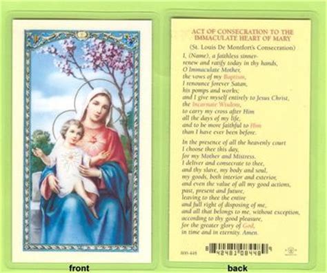 Act Of Consecration To The Immaculate Heart Of Mary Laminated Holy