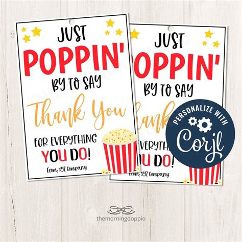 Just Popping By To Say Thanks Free Printable Printable Templates