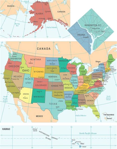 mapa coloreado de estados unidos ejemplo del vector stock de ilustración ilustración de