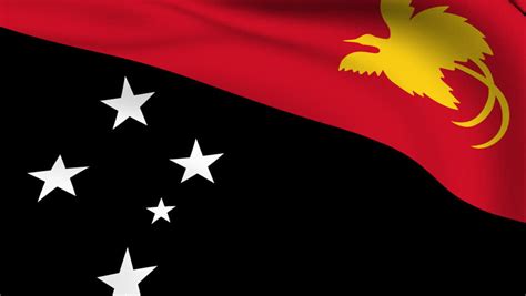 A white flag with the national flag of papua new guinea in the canton. Flying Flag of Papua New Stock Footage Video (100% Royalty ...