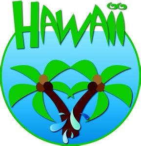 Hawaii Clipart Image - Hawaii travel icon with word 