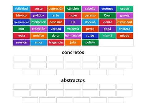 Sustantivos Concretos Y Abstractos Group Sort