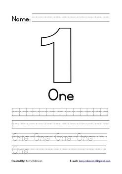 number 1 writing practice coloring in worksheet with name
