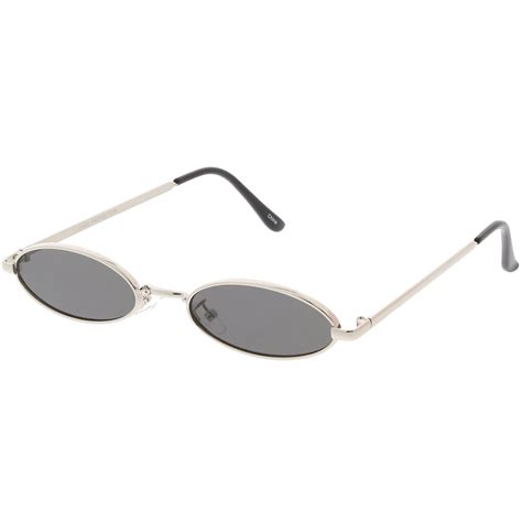 Retro 1990 S Small Oval Metal Flat Lens Sunglasses Zerouv