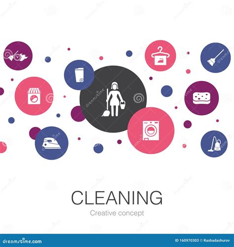 Cleaning Trendy Circle Template With Stock Vector Illustration Of