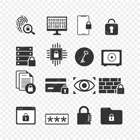 digital cyber security vector hd png images cyber security and digital encrypt icons set