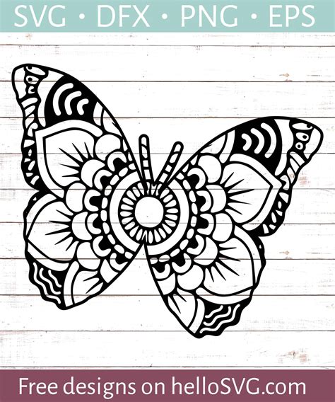Mandala Butterfly SVG SVG - Free SVG files | HelloSVG.com
