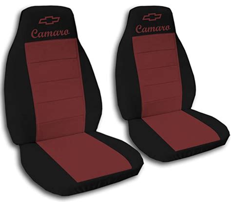 2 Black And Burgundy Car Seat Covers For 2002 Chevrolet