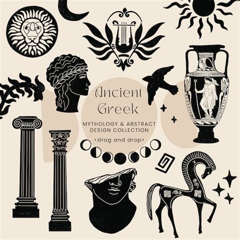 Ancient Greek Collection Clipart Hand Painted Roman Gods Etsy
