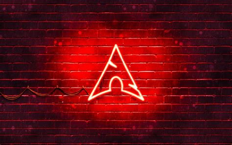 Download Wallpapers Arch Linux Red Logo 4k Os Red Brickwall Arch