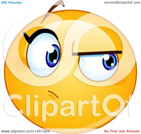 Clipart Graphic Of A Cartoon Suspicious Female Yellow Emoji Smiley Face