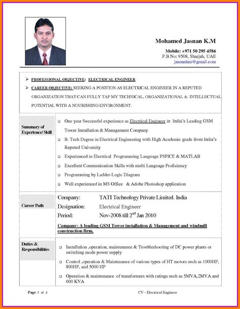 Here we've attached 5 sample resumes in ms word format for you. Electrical Engineering Resume Sample For Freshers - Resume Writing Tips