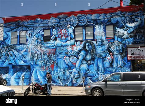 Beautiful Blue Wall Art Just Off 24th Street In The Mission District In