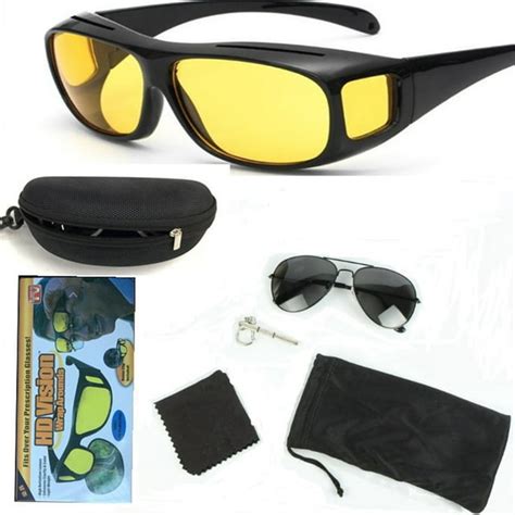 7 pack sport wrap hd night driving vision hd sunglasses yellow high definition glasses