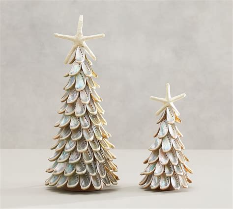 Abalone Shell Christmas Trees Set Of 2 Coastal Christmas Decor