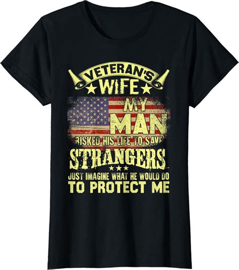 Womens Veteran Wife Shirt Womens Proud Veterans Wife T T Shirt Clothing