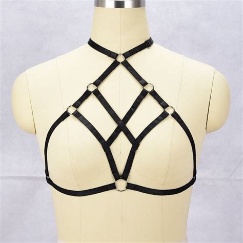 Jlxharness Black Sexy Lingerie Harness Body Harness Cage Bra Harajuku Gothic Exotic Apparel