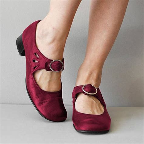 Mary Janes Summer Low Heel Vintage Women Shoes Zolucky