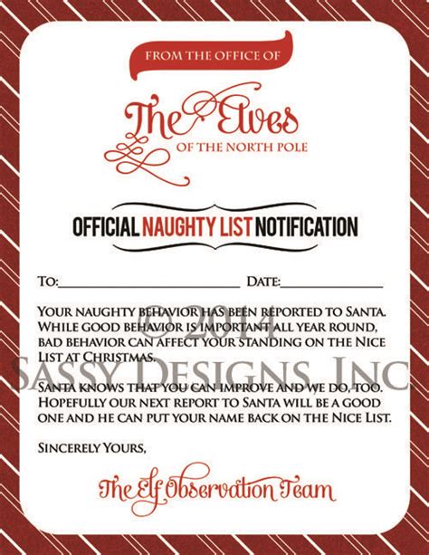 If you like an image and would like to download and print it out with your scanner or printer, then search for the santa lists to print #25: Naughty List Notification Sassy Designs has the most ...