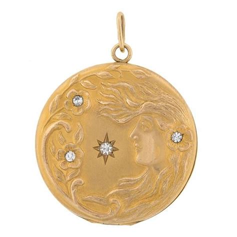 Art Nouveau Gold Filled French Paste Repousse Locket A Brandt